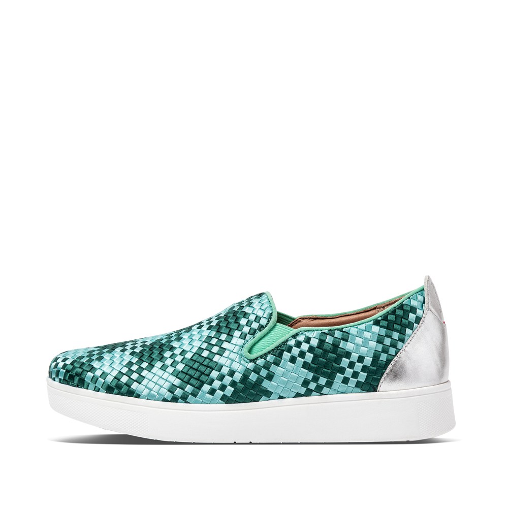 Fitflop Womens Slip-on - Rally Silky-weave Sneakers - Mint Green - 821-RCFUIN